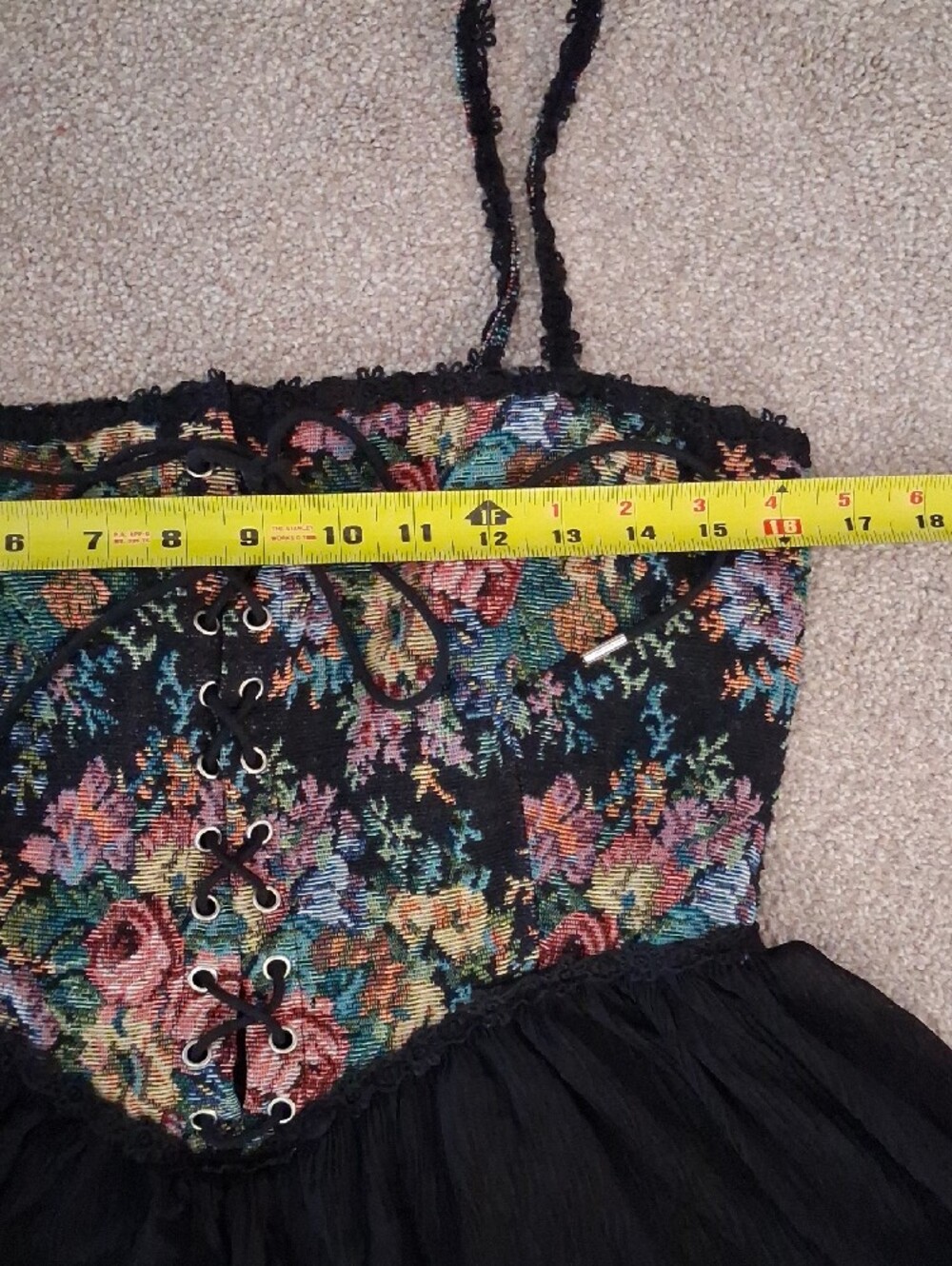 Cider Floral Tapestry Corset Mini Dress in Black - Picture 7 of 10